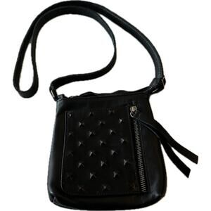 Carla Mancini Black Studded Easton Crossbody Made In USA EUC